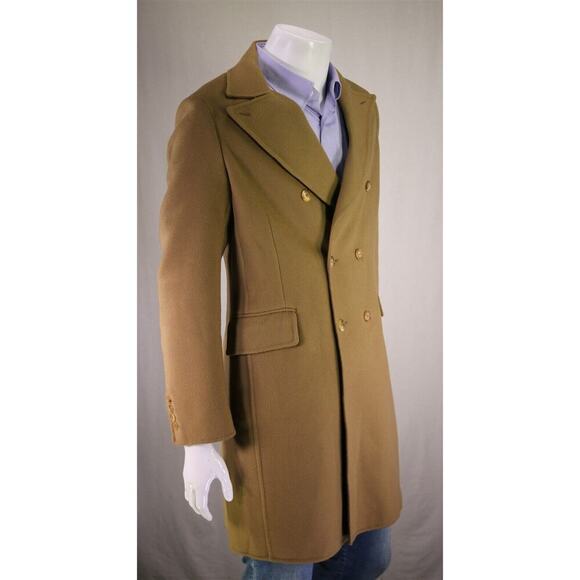 Dunhill Recent Camel Brown Double Breasted Wool Flannel Overcoat Coat Small - Picture 5 of 11